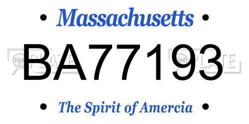 BA77193 Massachusetts License Plate