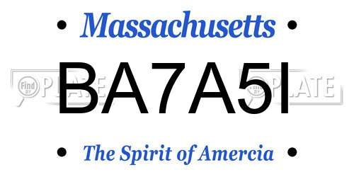 BA7A5I Massachusetts License Plate