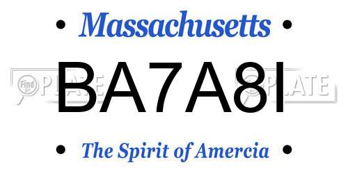 BA7A8I Massachusetts License Plate