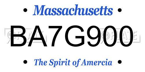 BA7G900 Massachusetts License Plate