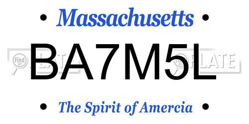 BA7M5L Massachusetts License Plate