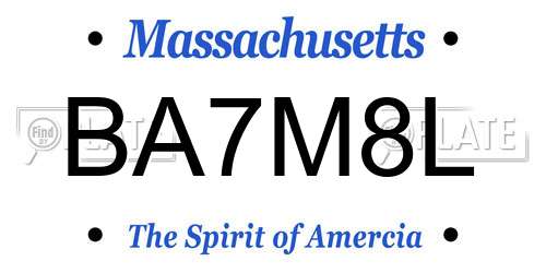 BA7M8L Massachusetts License Plate