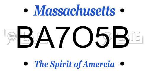 BA7O5B Massachusetts License Plate