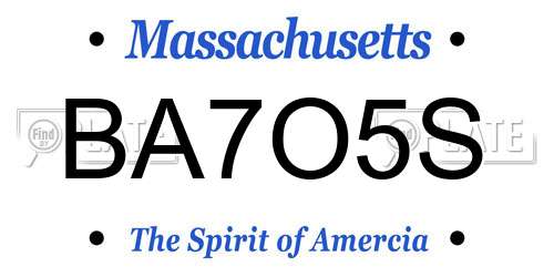 BA7O5S Massachusetts License Plate