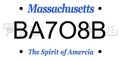 BA7O8B Massachusetts License Plate