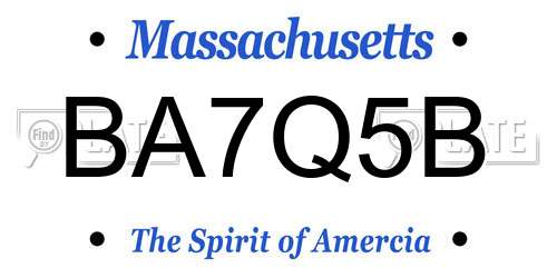 BA7Q5B Massachusetts License Plate