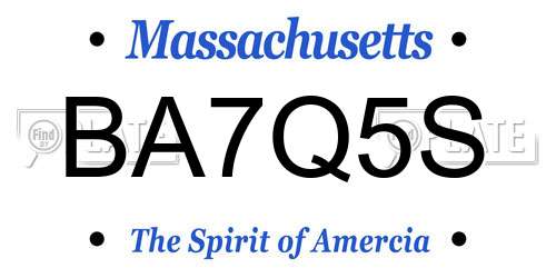 BA7Q5S Massachusetts License Plate