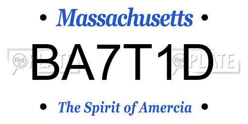BA7T1D Massachusetts License Plate