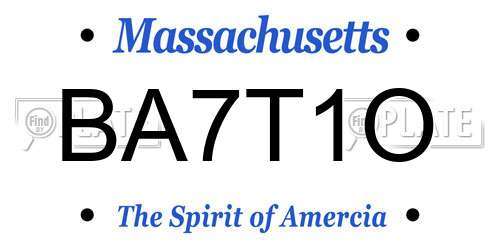 BA7T1O Massachusetts License Plate