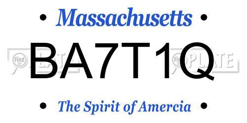 BA7T1Q Massachusetts License Plate