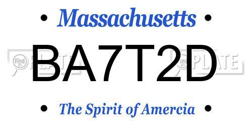 BA7T2D Massachusetts License Plate