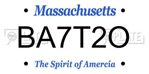 BA7T2O Massachusetts License Plate