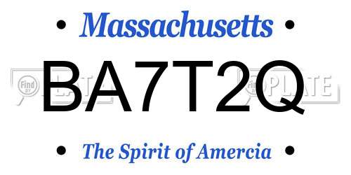 BA7T2Q Massachusetts License Plate
