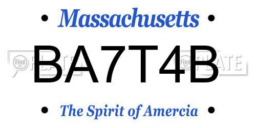 BA7T4B Massachusetts License Plate