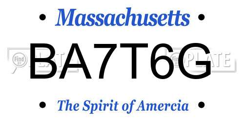 BA7T6G Massachusetts License Plate
