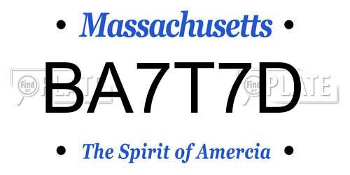 BA7T7D Massachusetts License Plate