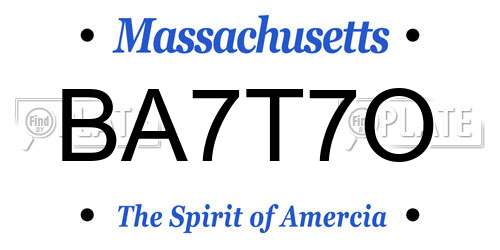 BA7T7O Massachusetts License Plate