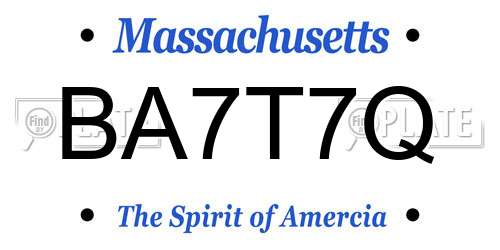 BA7T7Q Massachusetts License Plate