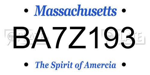 BA7Z193 Massachusetts License Plate