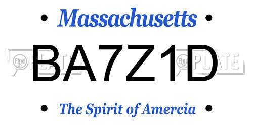 BA7Z1D Massachusetts License Plate