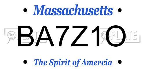 BA7Z1O Massachusetts License Plate