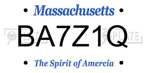 BA7Z1Q Massachusetts License Plate