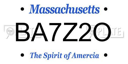 BA7Z2O Massachusetts License Plate