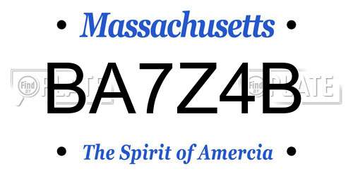 BA7Z4B Massachusetts License Plate