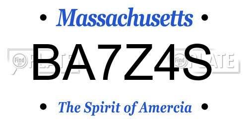 BA7Z4S Massachusetts License Plate