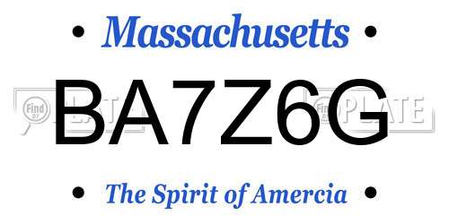 BA7Z6G Massachusetts License Plate