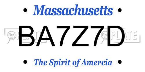 BA7Z7D Massachusetts License Plate