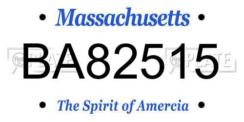 BA82515 Massachusetts License Plate