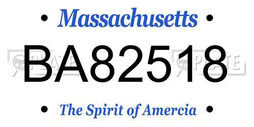BA82518 Massachusetts License Plate