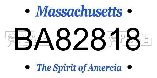 BA82818 Massachusetts License Plate