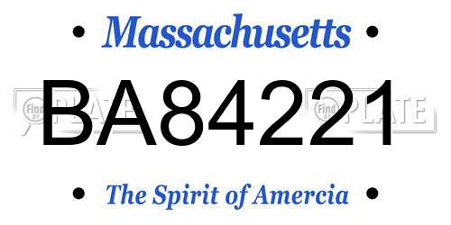 BA84221 Massachusetts License Plate