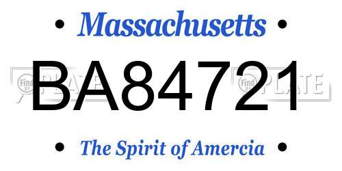 BA84721 Massachusetts License Plate