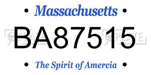 BA87515 Massachusetts License Plate