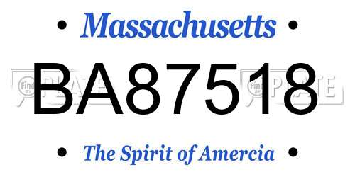 BA87518 Massachusetts License Plate