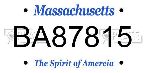 BA87815 Massachusetts License Plate