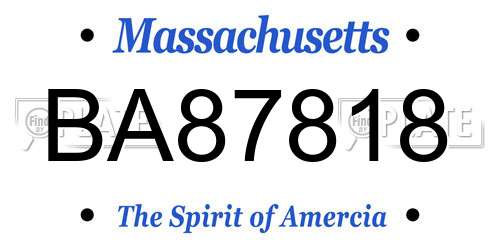 BA87818 Massachusetts License Plate