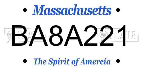 BA8A221 Massachusetts License Plate