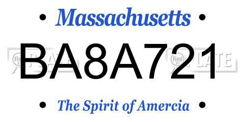 BA8A721 Massachusetts License Plate