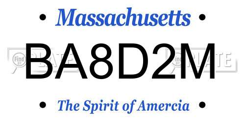 BA8D2M Massachusetts License Plate
