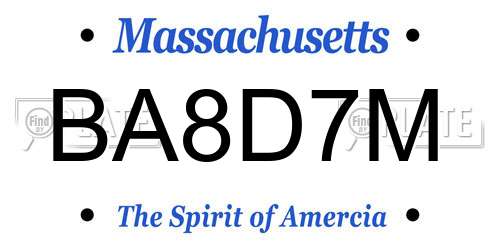 BA8D7M Massachusetts License Plate