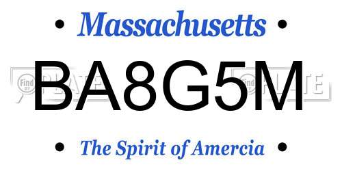 BA8G5M Massachusetts License Plate