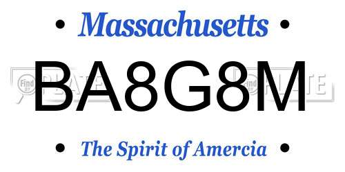BA8G8M Massachusetts License Plate