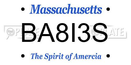 BA8I3S Massachusetts License Plate