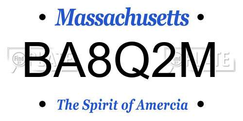 BA8Q2M Massachusetts License Plate