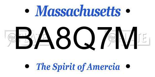 BA8Q7M Massachusetts License Plate