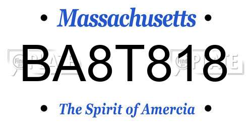 BA8T818 Massachusetts License Plate